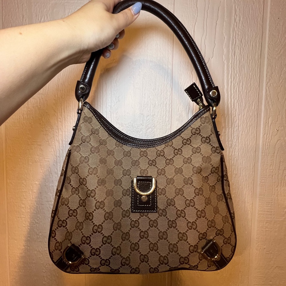 Gucci Brown Shoulder Bag with Monogram Canvas